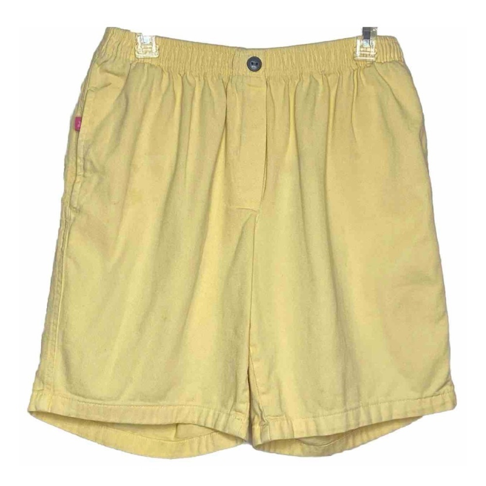 Woman Within Women’s Long Shorts Plus Sz 14W Bright Yellow Elastic Waist Pockets